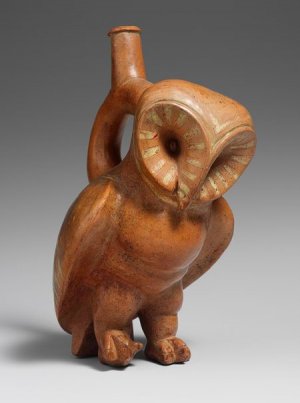 Сосуд в виде совы, II-III вв. Перу, Моче. Керамика.