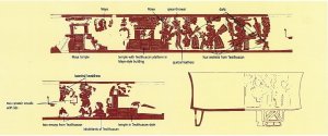 На этом найденном в Тикале сосуде показано, как группа воинов из Теотиуакана прибывает в город майя