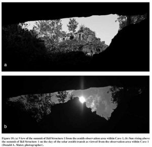 Восход Солнца над сооружением 1, вид из пещеры, Икиль