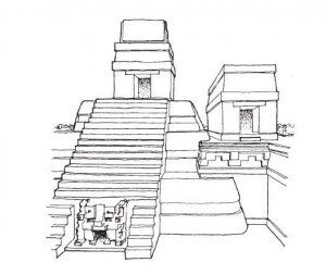 Рис. 78. Реконструкция здания В-20 триадного (дворцового) акрополя Каана в Караколе (по Chase, Chase, 1998).