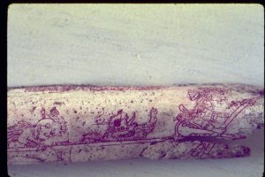 Рис. 98. Резная кость из погребения 116 из Храме I Тикаля (из коллекции Л. Шили).