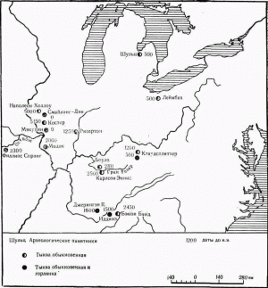 Карта 21. Древнейшие находки тыкв на востоке США