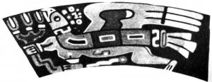 Существо с телом пумы и птичьими крыльями. Прорисовка росписи на сосуде. Культура тиауанако. VI–VII вв. н. э. На изображениях родственной тиауанако культуры уари (с южного побережья Перу) подобные существа имеют головы не птиц, а хищных зверей — пум и ягуаров.