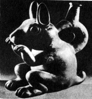 Сосуд в виде кролика из долины Пьюры. Ранний период культуры мочика II–III вв, н. э.