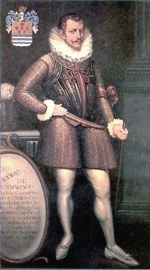 Портрет Педро де Альварадо из Муниципалитета Гватемалы, до 1801. По всей видимости является копией с прижизненного портрета 1538 г. Послужил основой для позднейших картин Х.Х. Росалеса и Т. Поведано.
