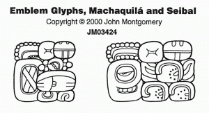 «Эмблемные иероглифы» Мачакилы (слева) и Сейбаля (справа). Прорисовки Д. Монтгомери