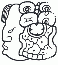 Титул царевны из Йахк’инахка на панели 19 из Дос-Пиласа. Прорисовка Д. Стюарта