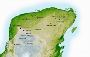 Главные центры Юкатана в IX веке
