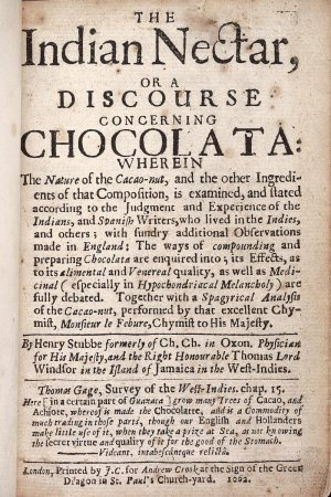 Страница из монографии Генри Стаба «The Indian Nectar, or, a Discourse Concerning Chocolata»
