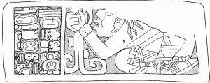 Ступень иероглифической лестницы из Цибанче. Прорисовка Э. Веласкеса
