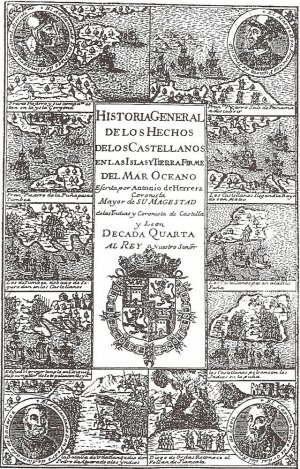 Титульный лист издания «Четвертой декады» Эрреры (1601 г.)