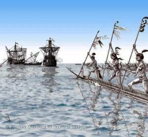 Нападение индейцев на  армаду Понсе де Леона.