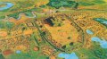 Кахокия около 1150 г. Планировка города, возможно, отражала космологические представления миссисипцев. (Реконструкция Cahokia Mounds Museum Society / Art Grossman.)