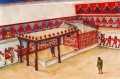 Реконструкция церемониальной части с огороженным местом северо-восточного угла площади 1 Уака-де-ла-Луна (Храма Луны)